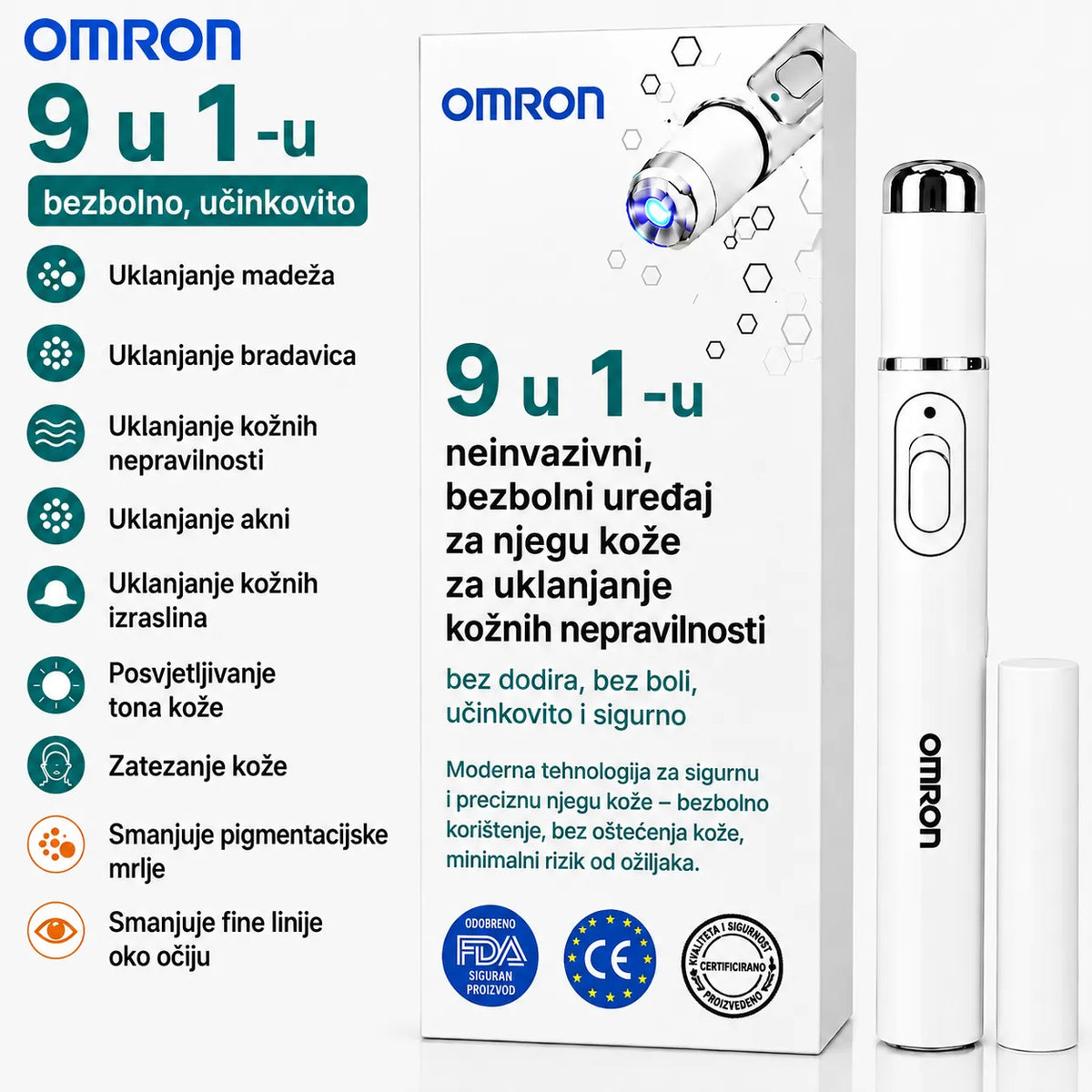 OMRON™ 2026 – Bezbolna njega kože 9 u 1 | Multifunkcionalna olovka s izmjenjivim nastavcima